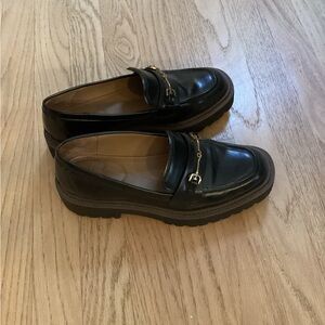 Sam Edelman Lea Platform Loafer Black Leather Size 8.5